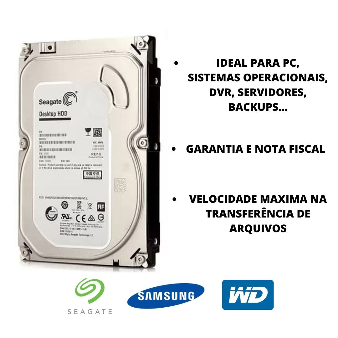 HD 500GB Interno 3.5" para DVR/PC/COMPUTADOR - Desktop SATA + Segurança e Velocidade - Intelbras/Hikivision/Giga