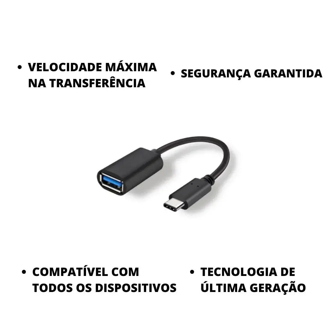 Cabo OTG 3.0 - Adaptador Tipo C/V8/USB C/Iphone - Velocidade Máxima