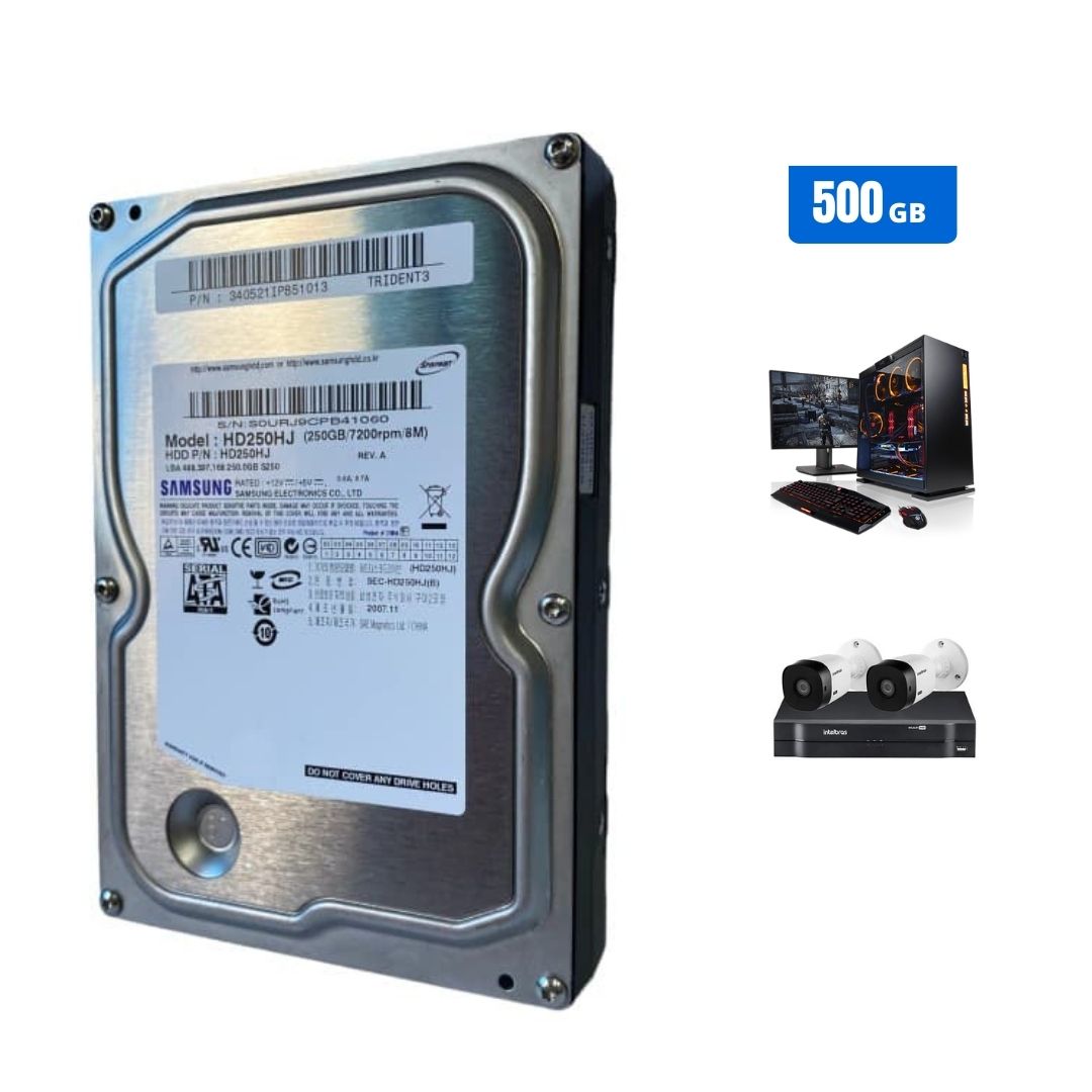 HD 500GB Interno 3.5" para DVR/PC/COMPUTADOR - Desktop SATA + Segurança e Velocidade - Intelbras/Hikivision/Giga
