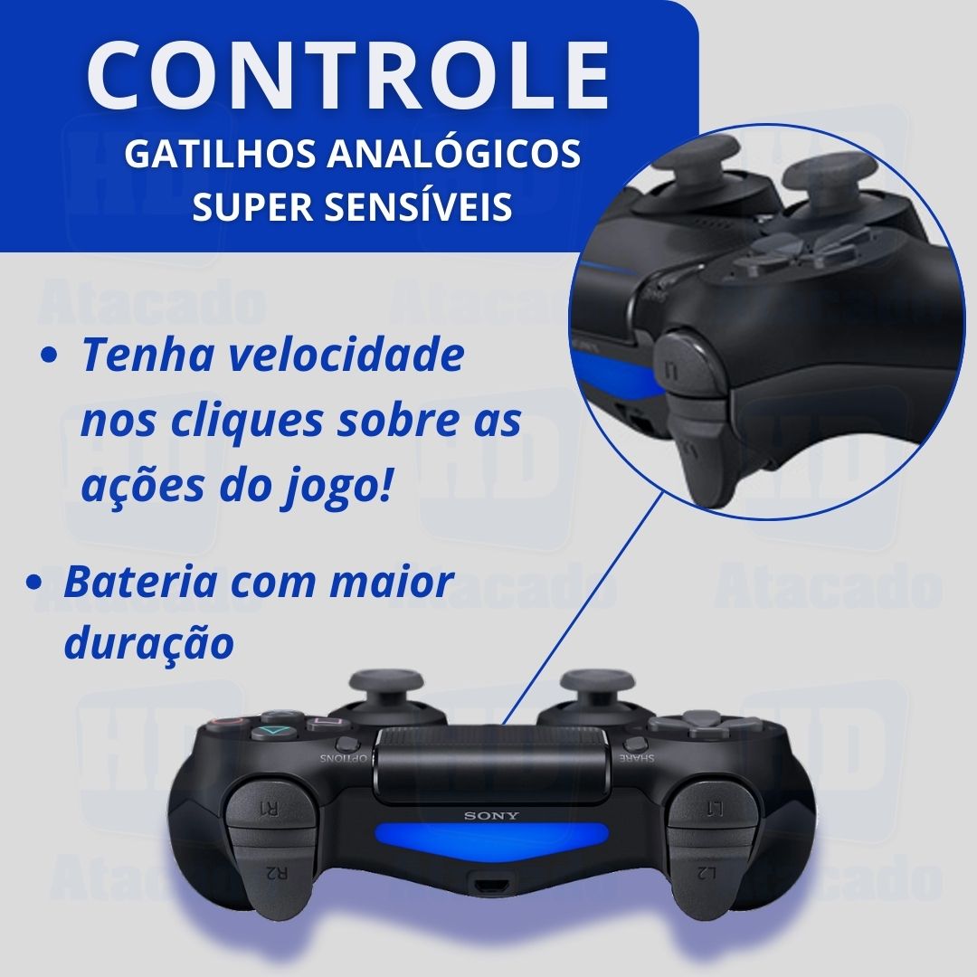 Controle Sem Fio para PS4 – Sensor de Seis Eixos, Touchpad Multi-Touch e Bateria Recarregável | Compatível com Android e PC! Jogue com Precisão e Liberdade!