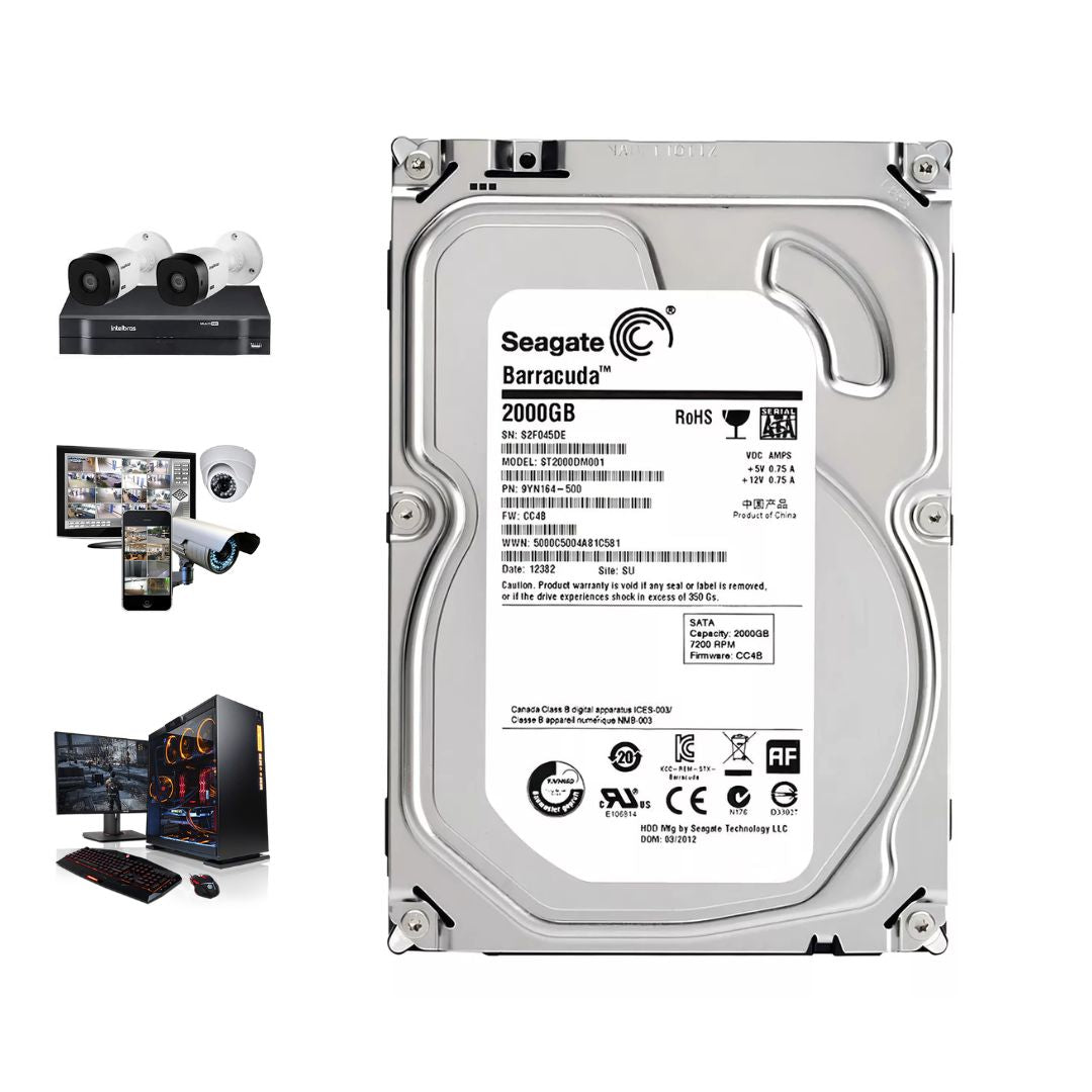 HD Seagate 2TB Interno 3.5" SATA III, 7200 RPM: Alto Desempenho para DVR, CFTV, Computadores e Sistemas de Segurança | Garantia e Nota Fiscal