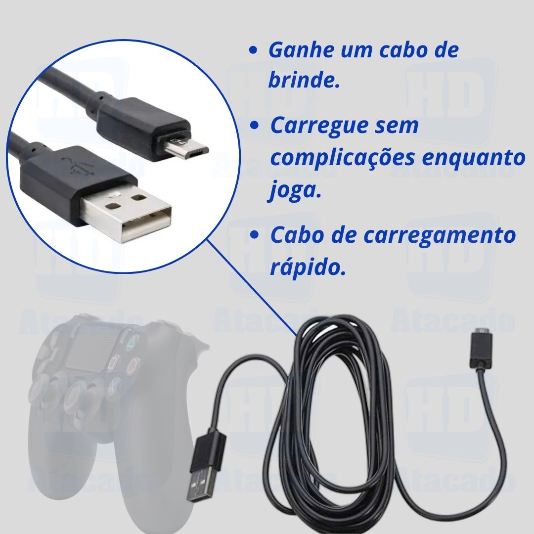 Controle Sem Fio para PS4 – Sensor de Seis Eixos, Touchpad Multi-Touch e Bateria Recarregável | Compatível com Android e PC! Jogue com Precisão e Liberdade!