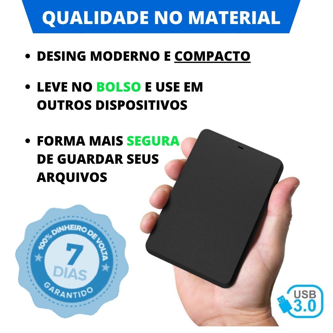 Kit HD Externo 500GB + Fone Bluetooth: Armazenamento Extra e Som Imersivo com Tecnologia USB 3.0 e Bluetooth 5.0