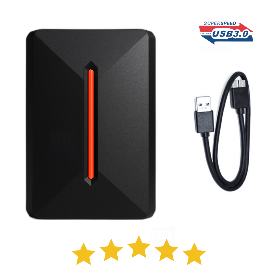 HD Externo 1TB USB 3.0 – Armazenamento Portátil e Rápido de Xbox, PlayStation, Notebook e PC! Nunca Mais Apague Nada!