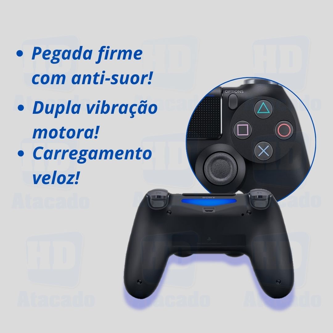 Controle Sem Fio para PS4 – Sensor de Seis Eixos, Touchpad Multi-Touch e Bateria Recarregável | Compatível com Android e PC! Jogue com Precisão e Liberdade!
