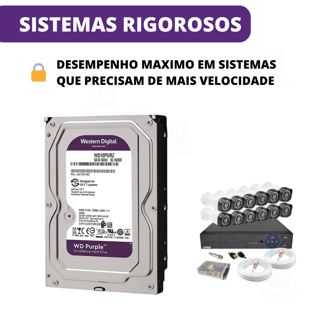 HD 500GB WD Purple de DVR/CFTV/PC - HD Interno para Sistemas SATA + Segurança