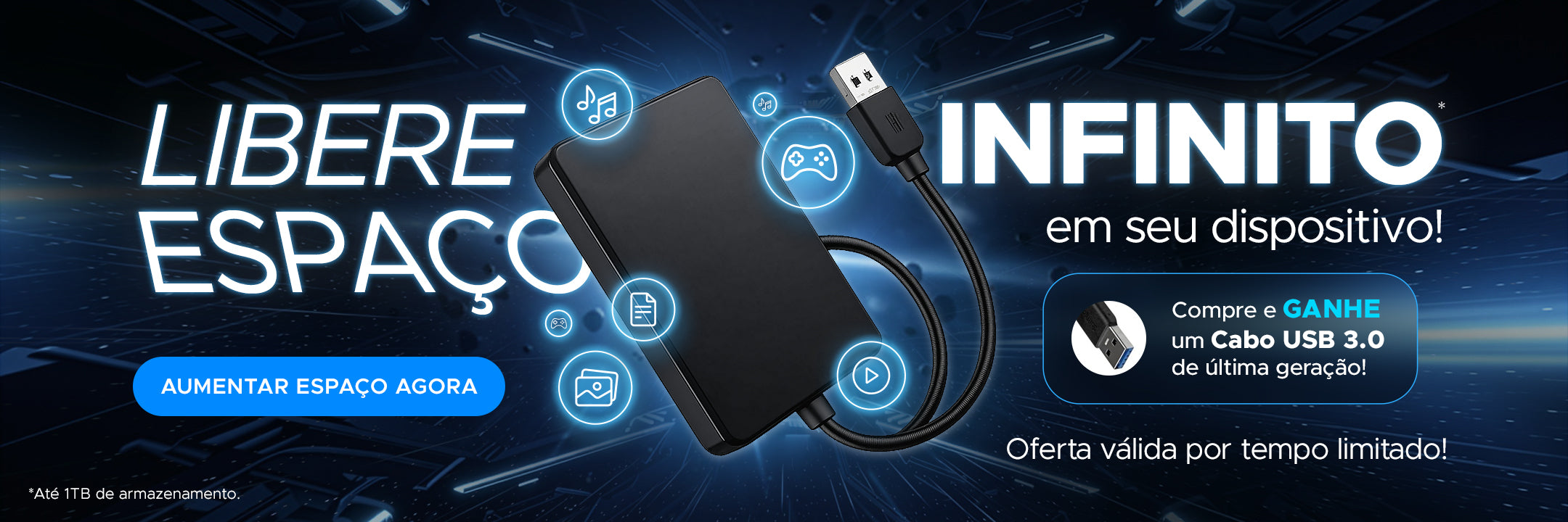 HD Externo com USB 3.0 e tecnologia de última geração na transferência de arquivos com desconto e envio imediato