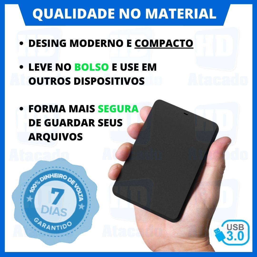 HD Externo 500GB USB 3.0 para PlayStation, Xbox e Notebook | +Velocidade +Espaço, Original com NF e Garantia