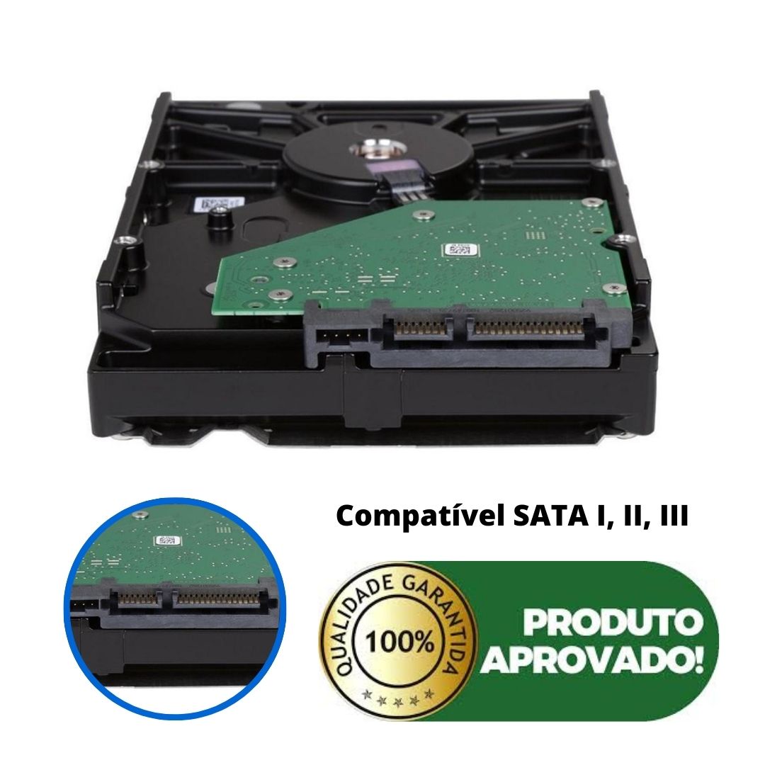 HD 500GB Interno 3.5" para DVR/PC/COMPUTADOR - Desktop SATA + Segurança e Velocidade - Intelbras/Hikivision/Giga