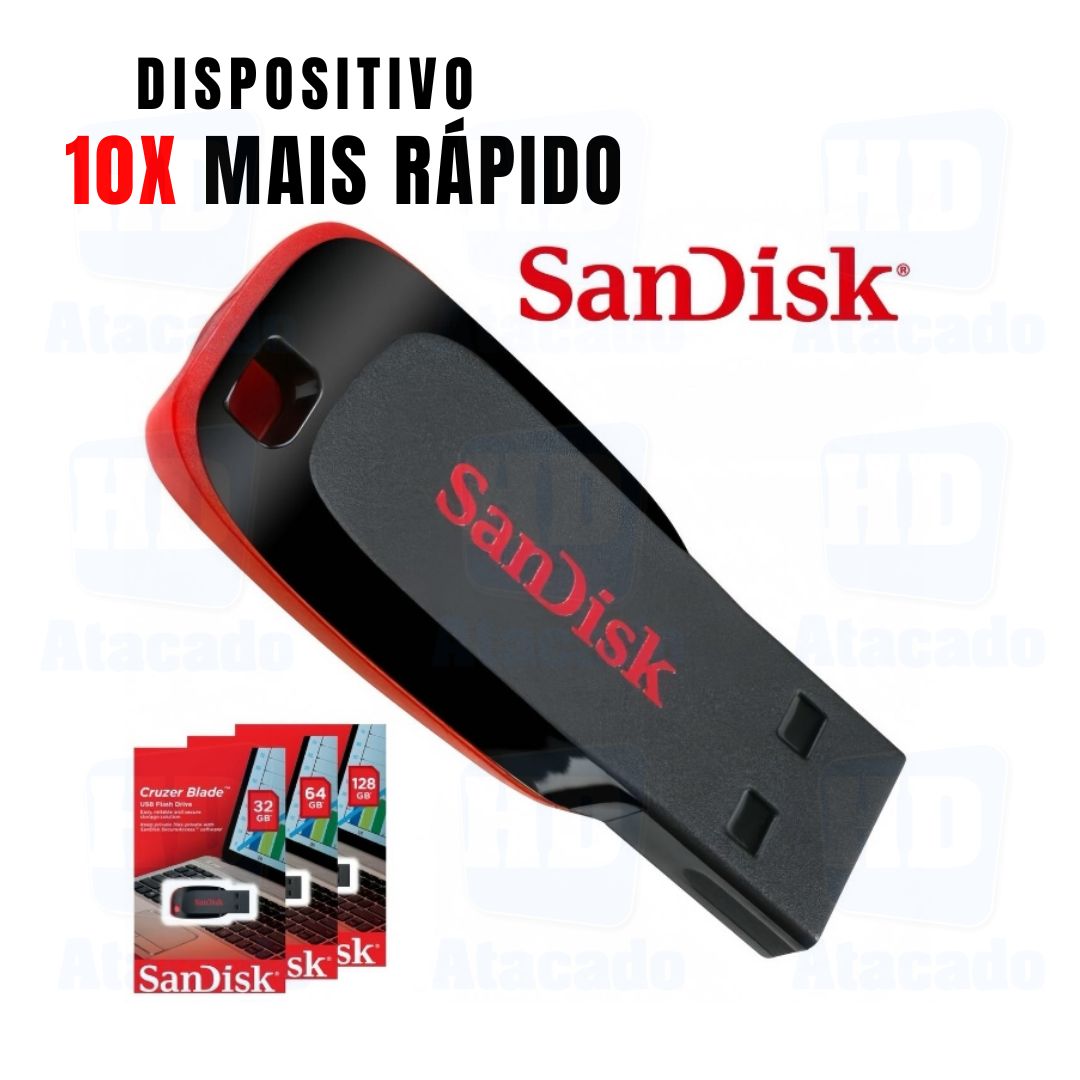 Pen Drive Sandisk ULTRA RÁPIDO para Musicas Multimídia, Jogos, Celular, Xbox, Caixa de Som - Original USB 2.0 16GB 32GB 64GB 128GB