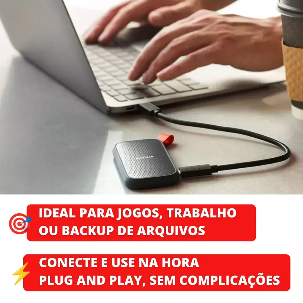 SSD Externo SanDisk Portable compacto e portátil para arquivos e backups
