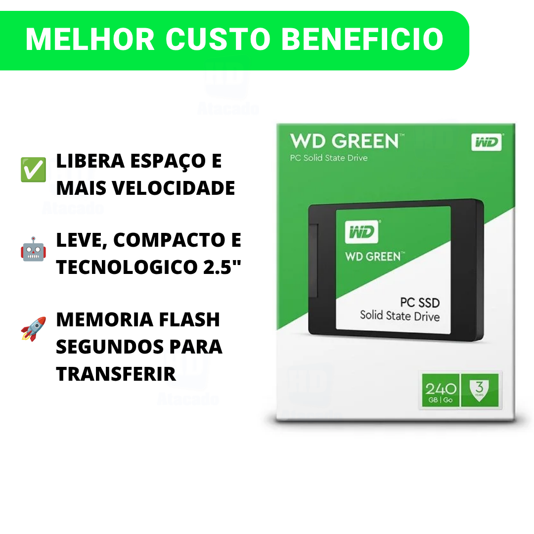 SSD WD Green 120GB e 240GB SATA 2.5" | Mais Velocidade para PC e Notebook