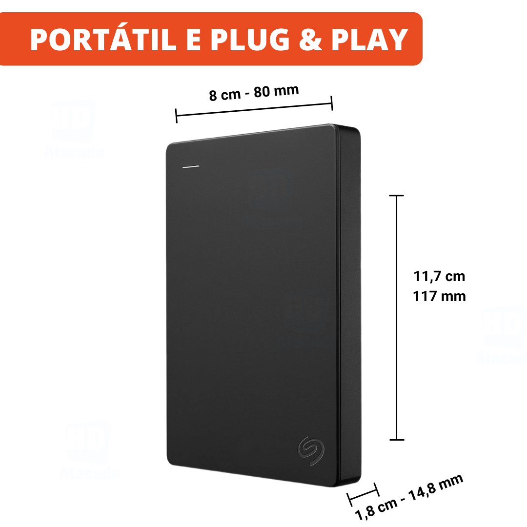 HD Externo Seagete 1TB USB 3.0 Tipo SSD Portátil – Expanda Espaço no PS4, PS5, Xbox e PC | Rápido, Plug & Play, Sem Apagar Nada
