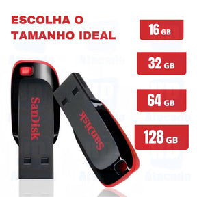 Pen Drive Sandisk ULTRA RÁPIDO para Musicas Multimídia, Jogos, Celular, Xbox, Caixa de Som - Original USB 2.0 16GB 32GB 64GB 128GB