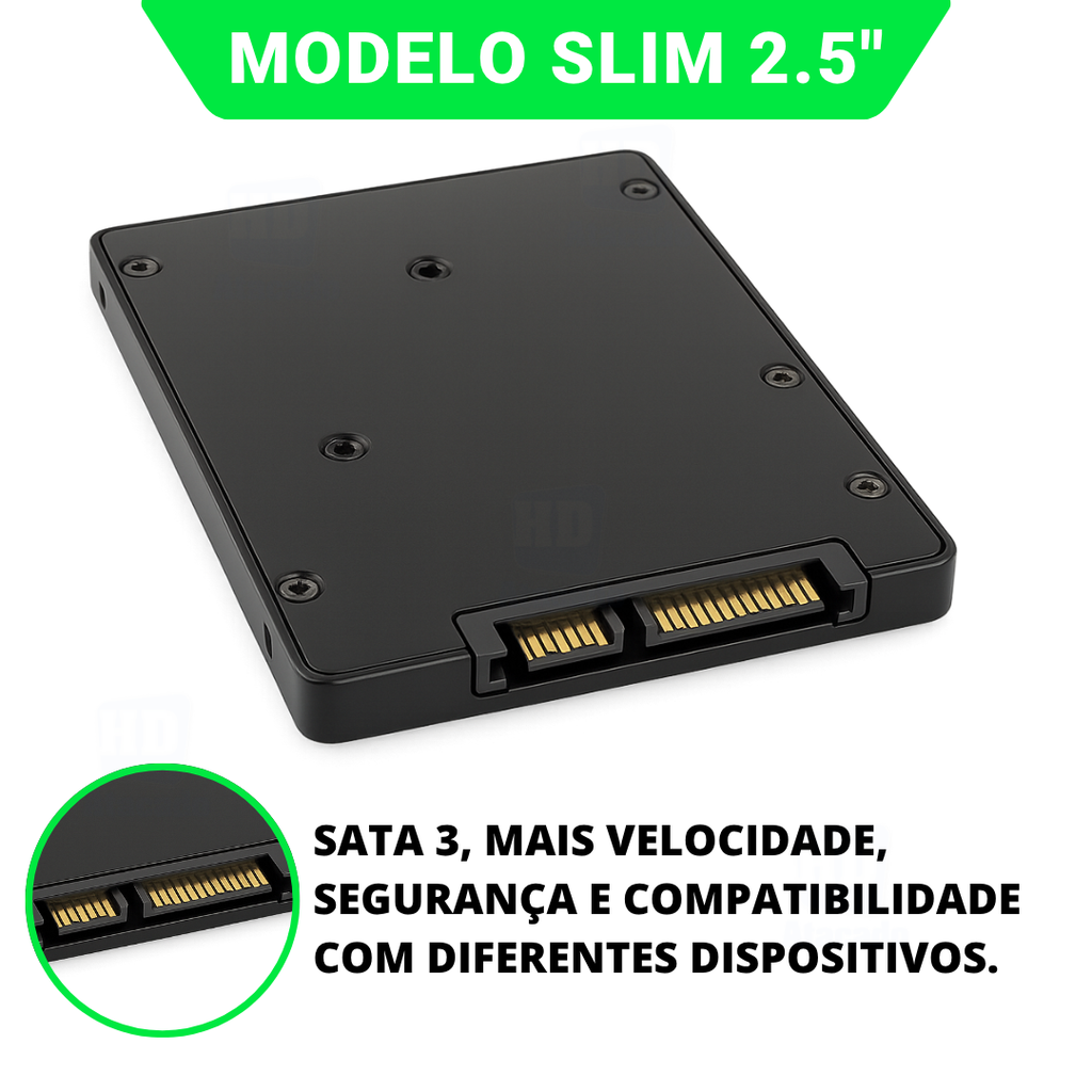 SSD WD Green SATA III 2.5 com conector para PC e Notebook