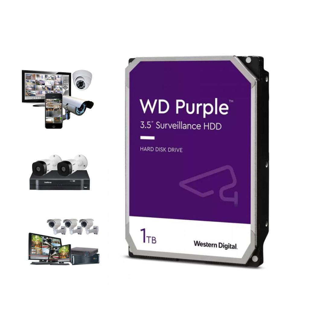 HD 1TB Purple WD 3.5" Intelbras CFTV/DVR/Segurança Eletrônica - Garantia e NF