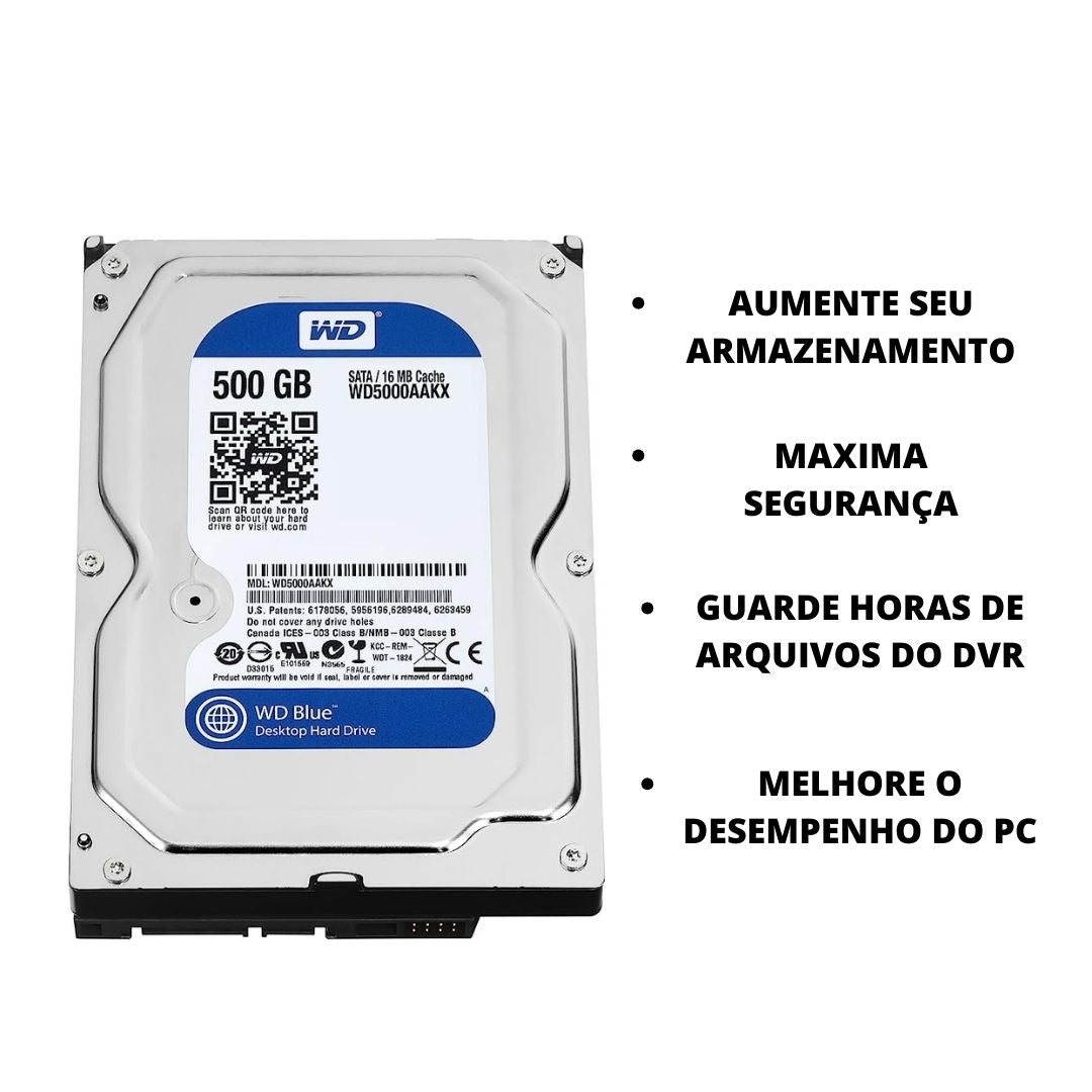 HD 500GB Interno para DVR/PC/COMPUTADOR - Desktop SATA + Segurança e Velocidade - Intelbras/Hikivision/Giga