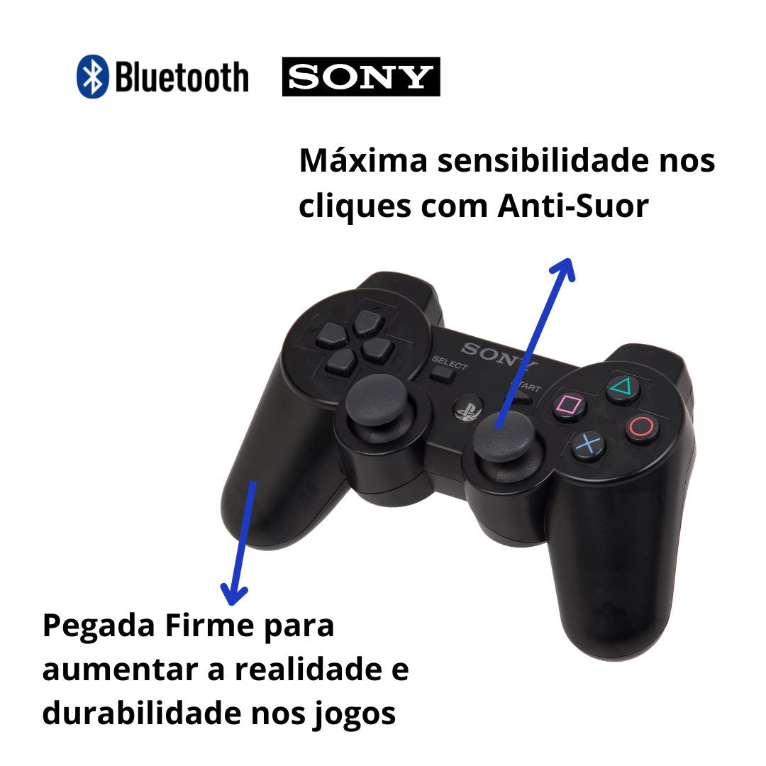 Controle PS3 Sony Sem Fio | Manete Joystick PlayStation 3 + Cabo