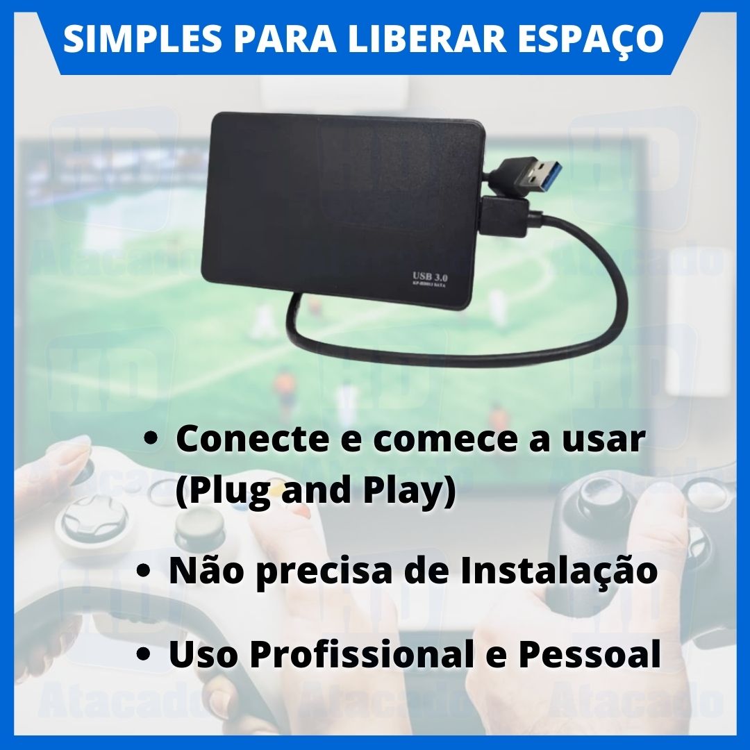 HD Externo 2TB USB 3.0 Novo de Xbox, PS5, Console, PC - NF e Garantia