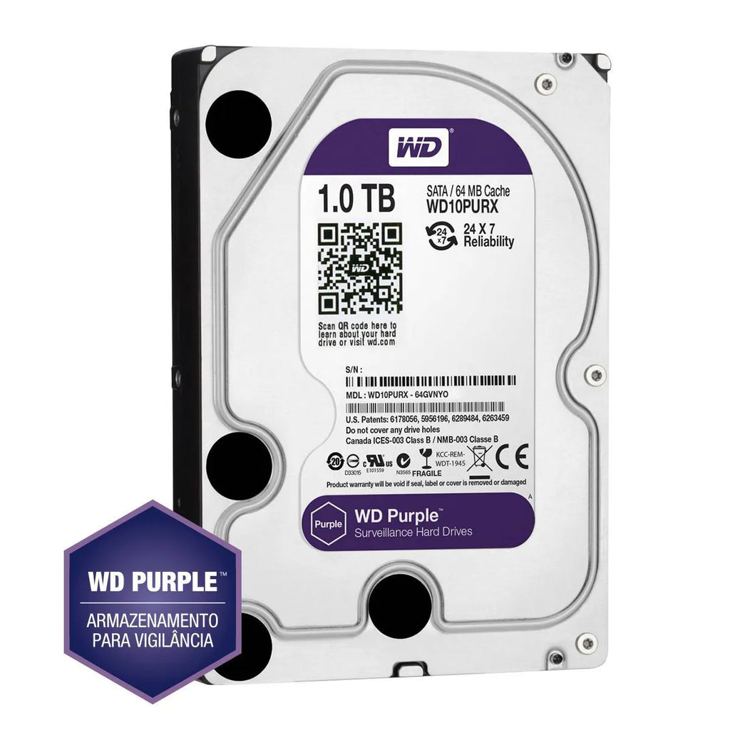 HD 1TB Purple WD 3.5" Intelbras CFTV/DVR/Segurança Eletrônica - Garantia e NF