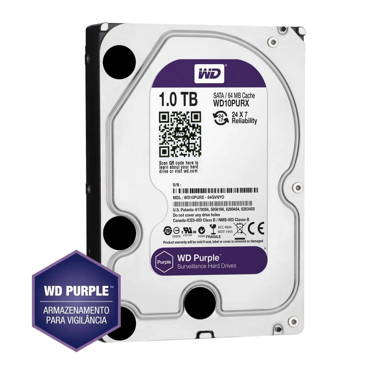 HD 1TB Purple WD 3.5" Intelbras CFTV/DVR/Segurança Eletrônica - Garantia e NF
